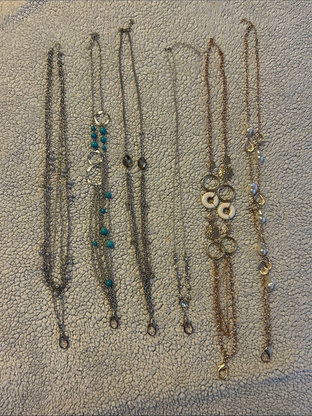 Mixed Metal Layered lanyard Necklaces with removable lanyard clips